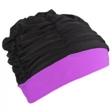 Шапочка для плавания объёмная двухцветная, лайкра, цвет чёрный/фиолетовый